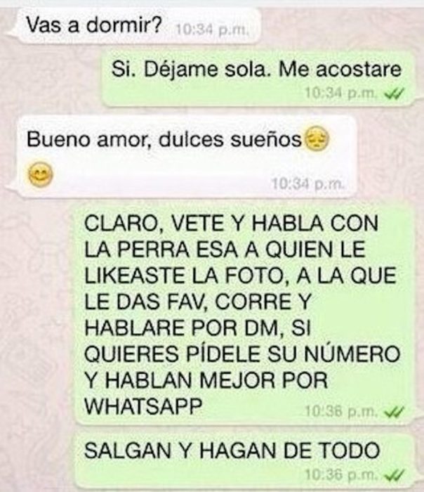 novia loca hablando por whats con su novio