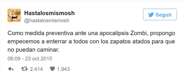 tuit sobre apocalipsis zombie