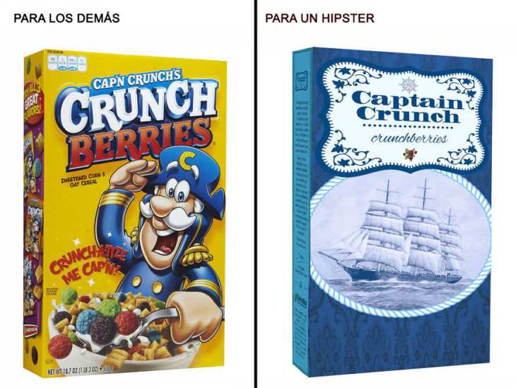 Comida reenvasada hipster capitan crunch