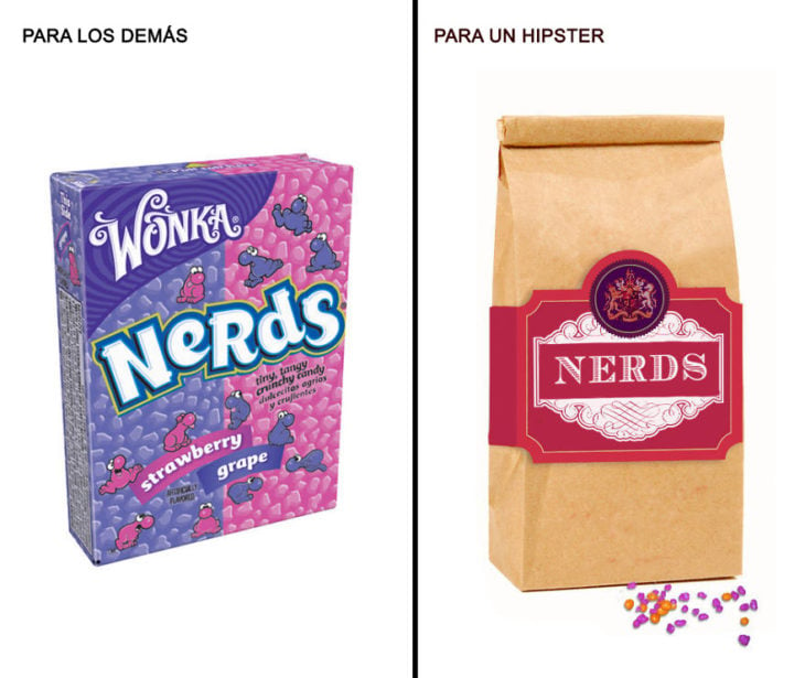 Comida reenvasada hipster nerds