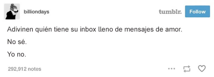 inbox lleno de mensajes de amor