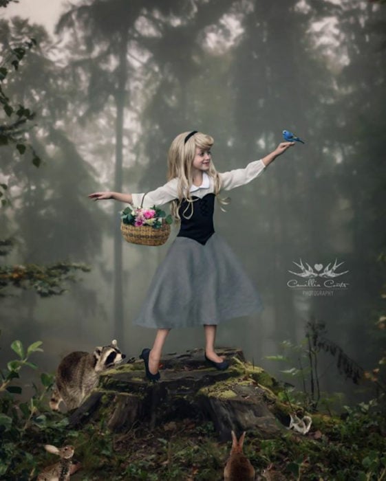 aurora pájaro bosque Cosplay Photoshop Disney Niña 