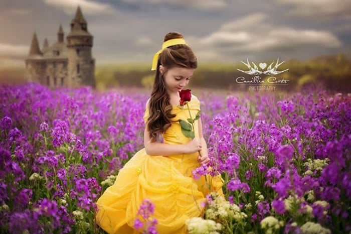 campo flores bella y bestia Cosplay Photoshop Disney Niña 