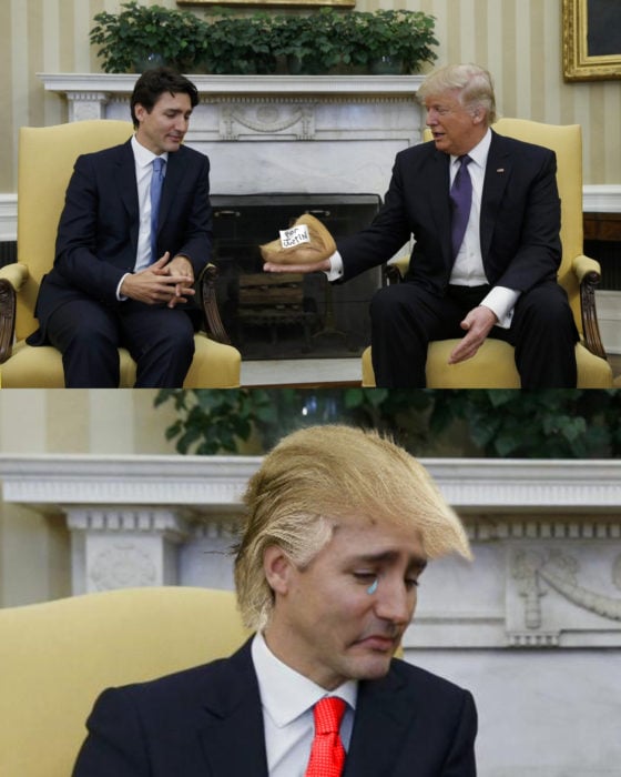 Batalla Photoshop Donald Trump y el primer ministro de Canadá