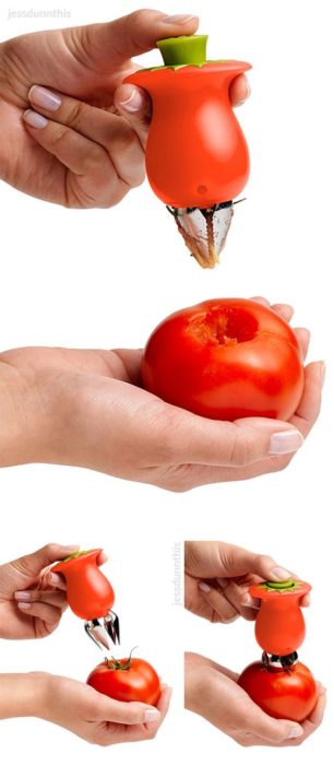 quitarle el centro al tomate