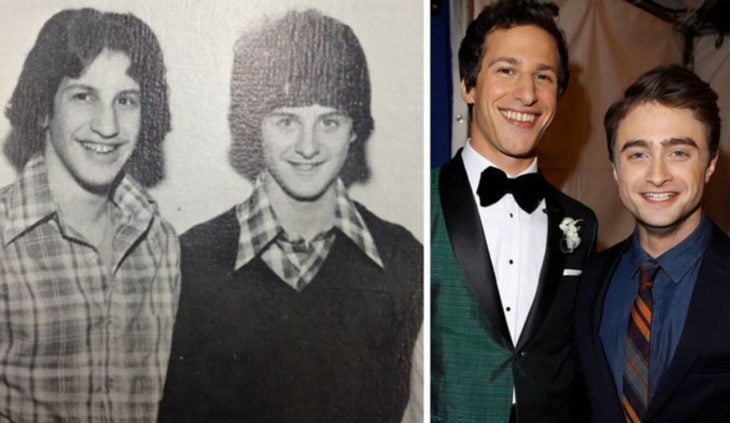 Andy Samberg y Daniel Radcliffe y dos chicos de los 70 que lucen como ellos