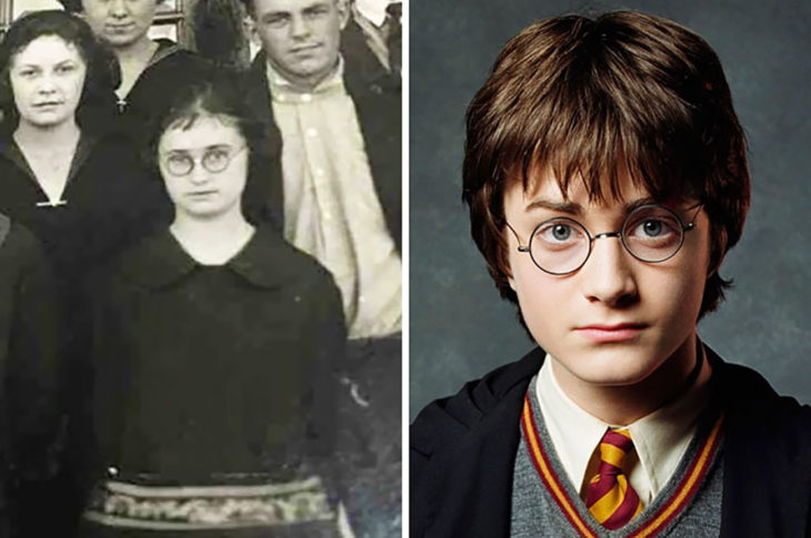 antigua foto de mujer que luce como harry potter