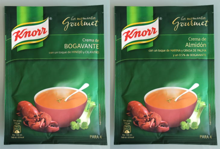 etiqueta real de crema knorr