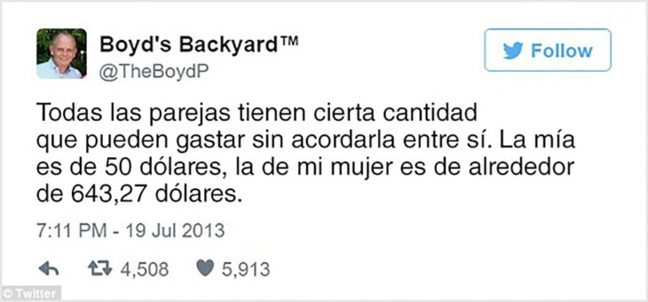 tuit sobre dinero que gasta la mujer y el marido