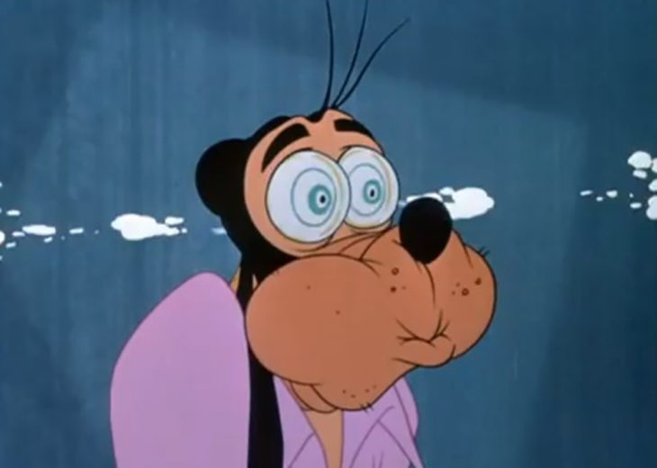 goofy con los ojos enormes