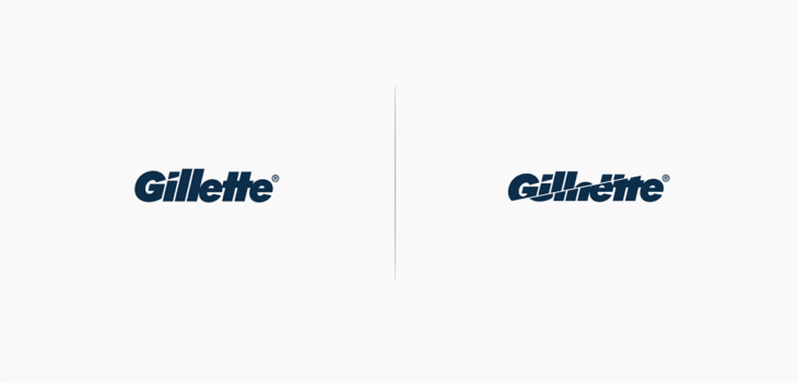 logo de gillete cortado por una navaja