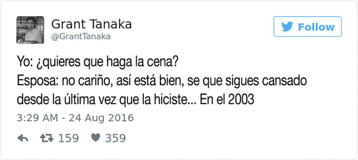 tuit sobre esposo que quiere hacer la cena