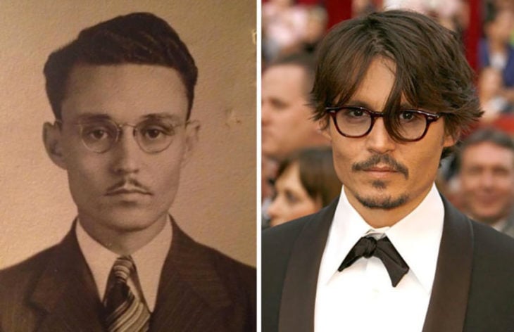 foto de muchacho que se parece a johnny depp al lado de la de johnny depp