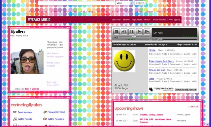 interface de myspace