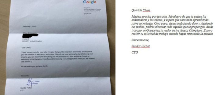 niña carta google respuesta