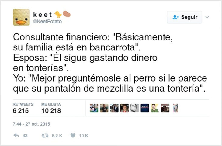 tuit sobre pantalones de perro