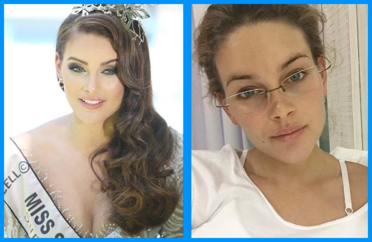 Rolene Strauss con y sin maquillaje