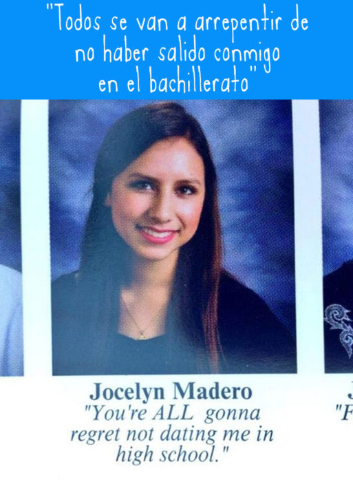 joven mujer en su foto de anuario