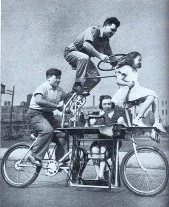 bicicleta para toda la familia vintage objetos bizarros