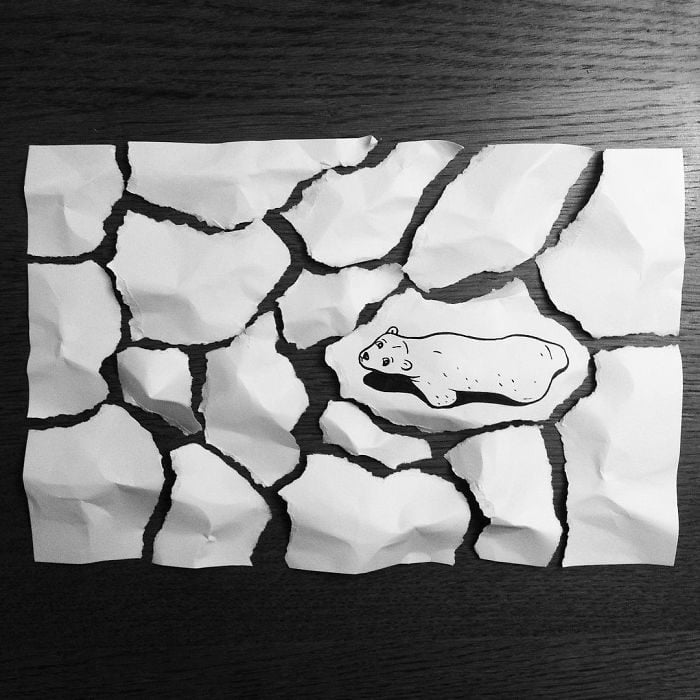 oso polar dibujo 3d papel