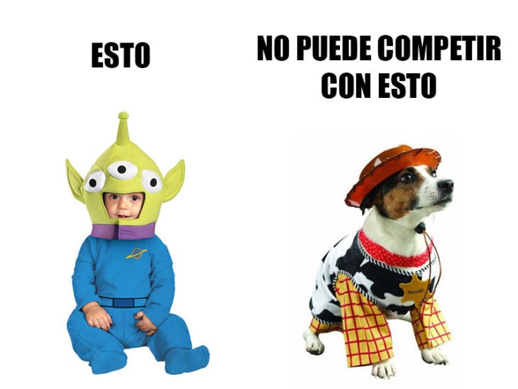 disfraz bebé y perro toy story