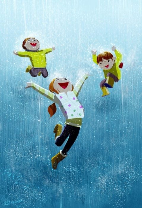 ilustración felicidad lluvia felicidad