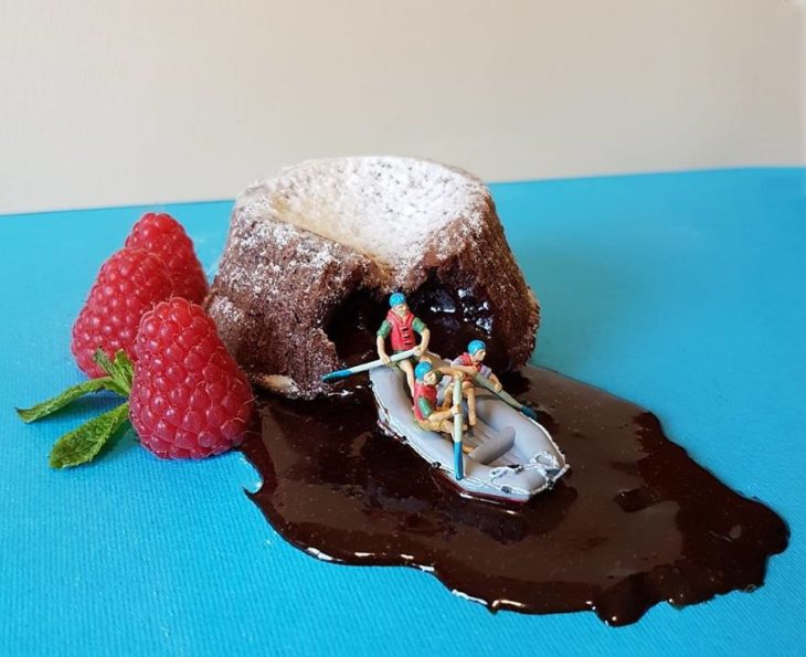 cráter chocolate postre miniatura italiano