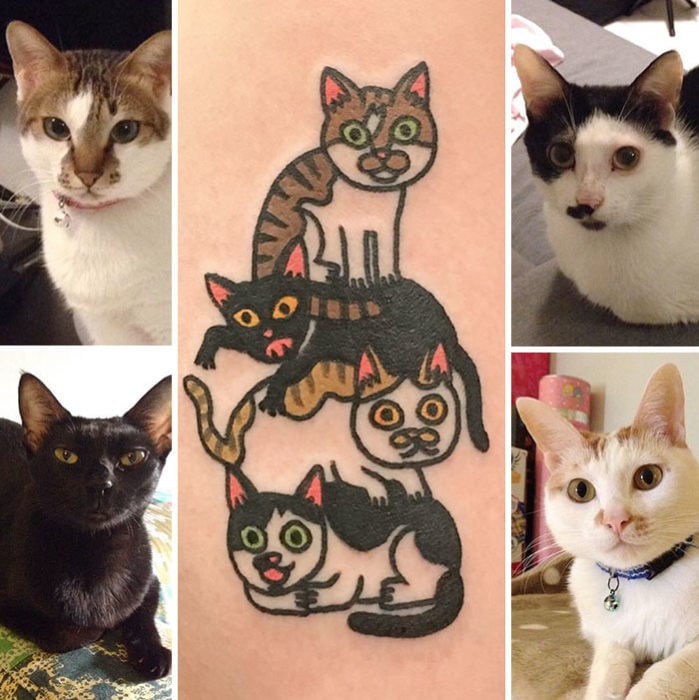 tatuaje 4 gatos 