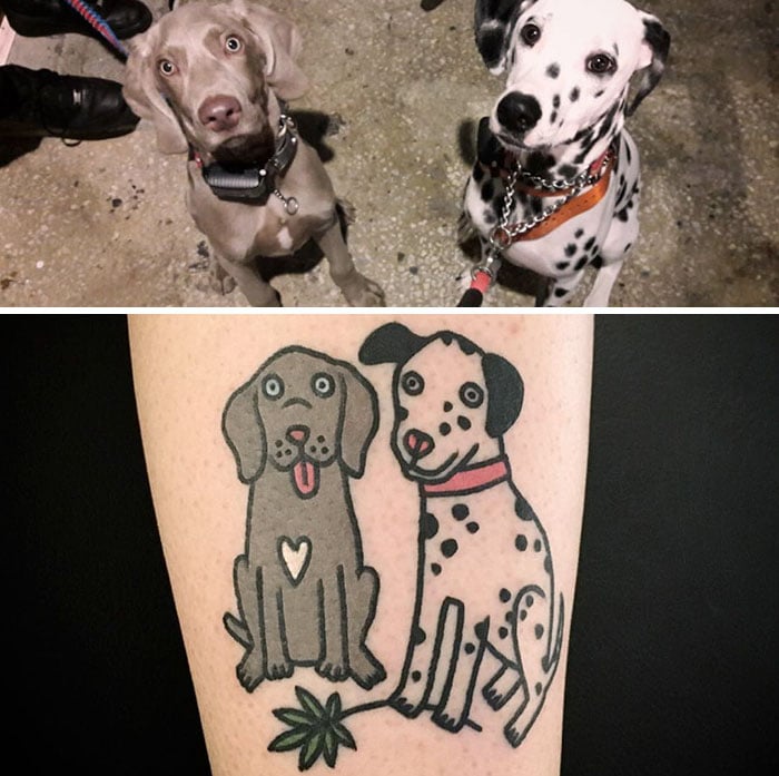 perro gris y dalmata tatuaje 