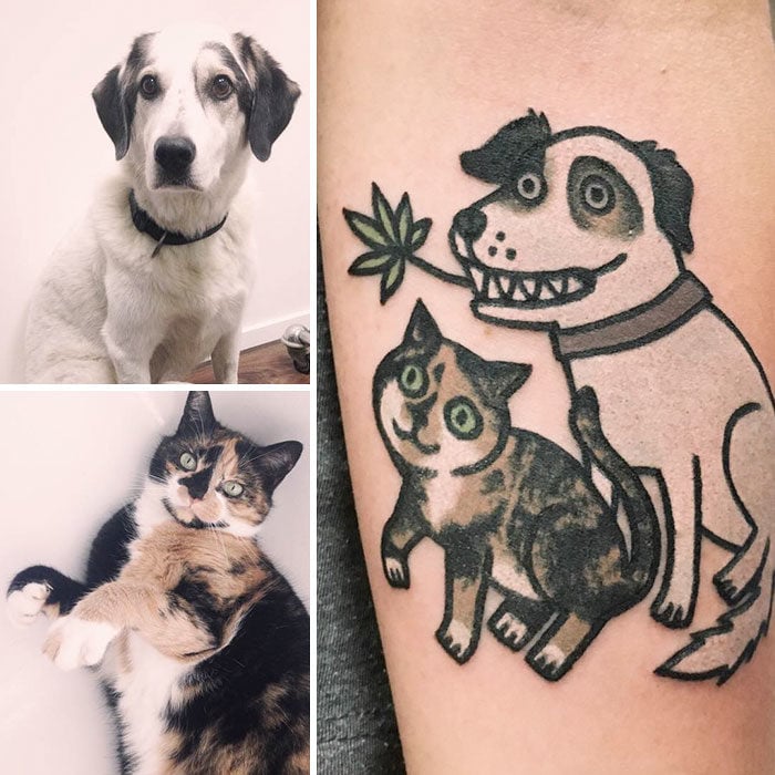 perro y gato tatuaje 