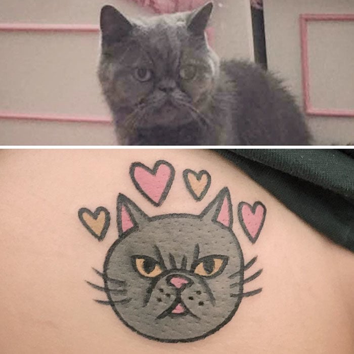 gato gris tatuaje