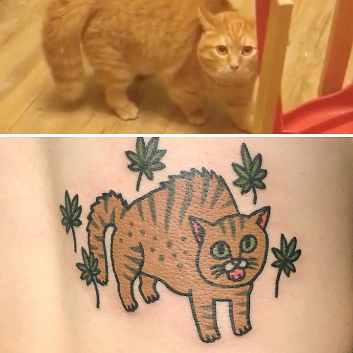gato asustado tatuaje 