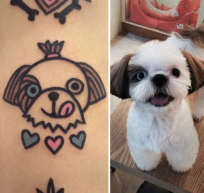 perrito sonriendo tatuaje 