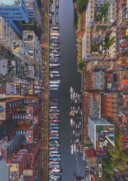 ciudad de Ámsterdam vista desde el cielo