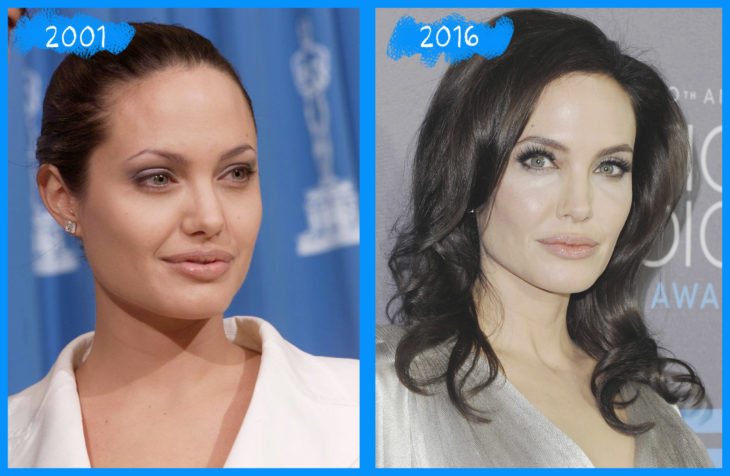 angelina jolie en el 2001 y el 2016