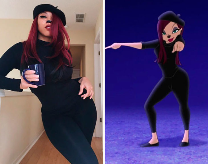chica disfrazada de beret girl de extremely goofy movie