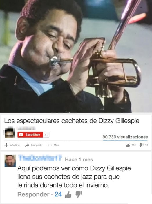 dizzy tocando el sax con los cachetes inflados