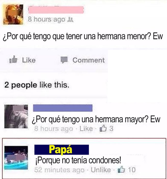 pelea de hermanas en conversación de Facebook