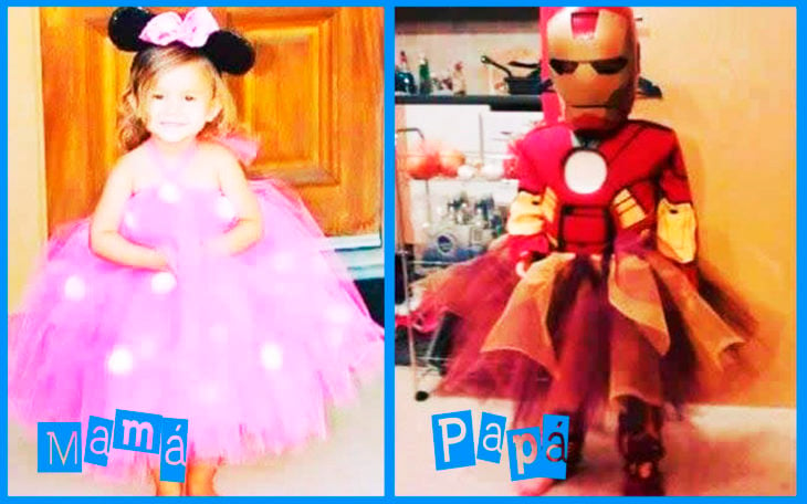 niña disfrazada de mimie mouse vs niña disfrazada de iron man