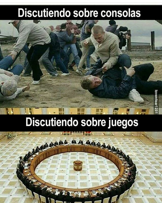 meme discutiendo sobre consolas y sobre videojuegos