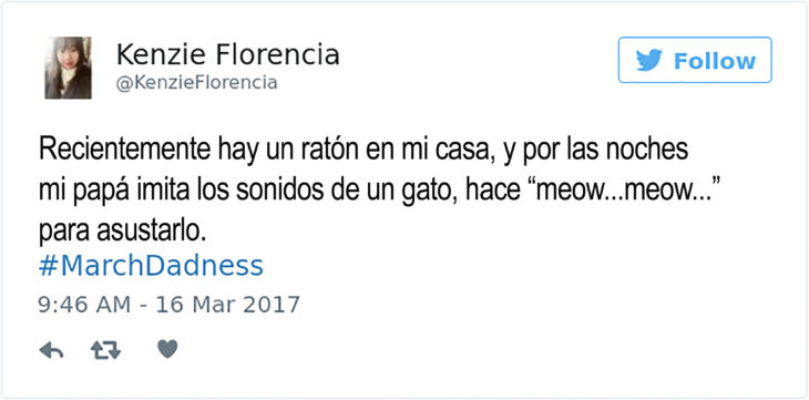 tuit sobre un padre que hace sonidos de gato