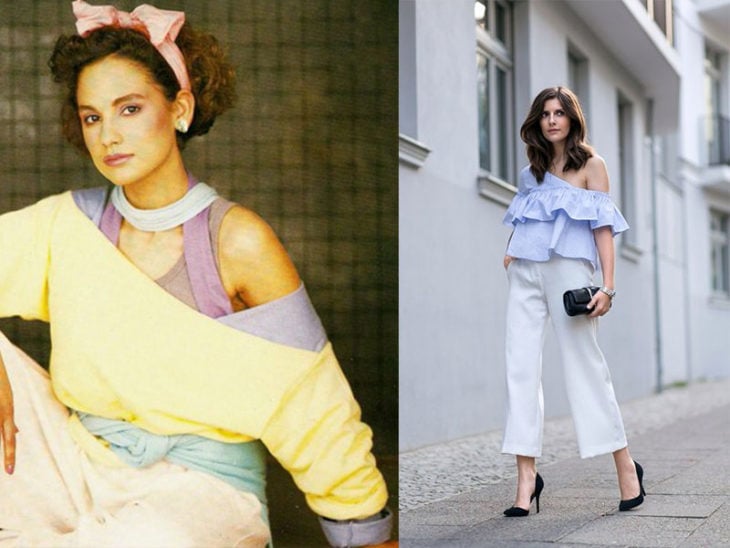 moda de los 80s blusa hombros 