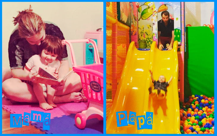 niña jugando con mamá vs niño jugando con papá