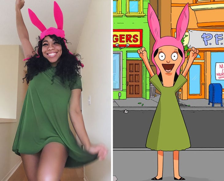 chica disfrazada de louse belcher de bob's burgers