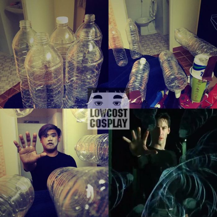 chico usa botellas para parodiar escena de matrix