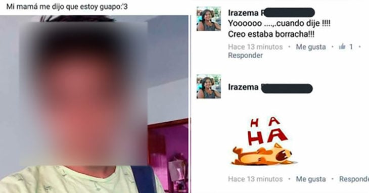 estado de un chico que dice que está guapo y su mamá se burla de él