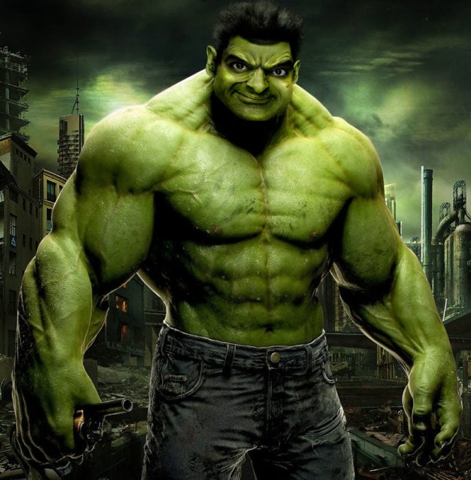 hulk mr bean guerra de photoshop