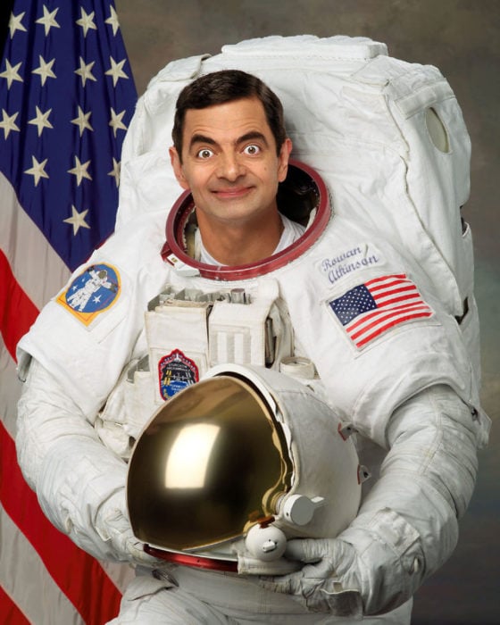 astronauta mr bean guerra de photoshop