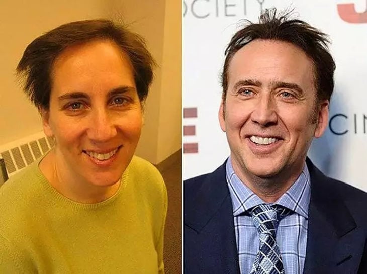 nicolas cage y mujer que se parece a él