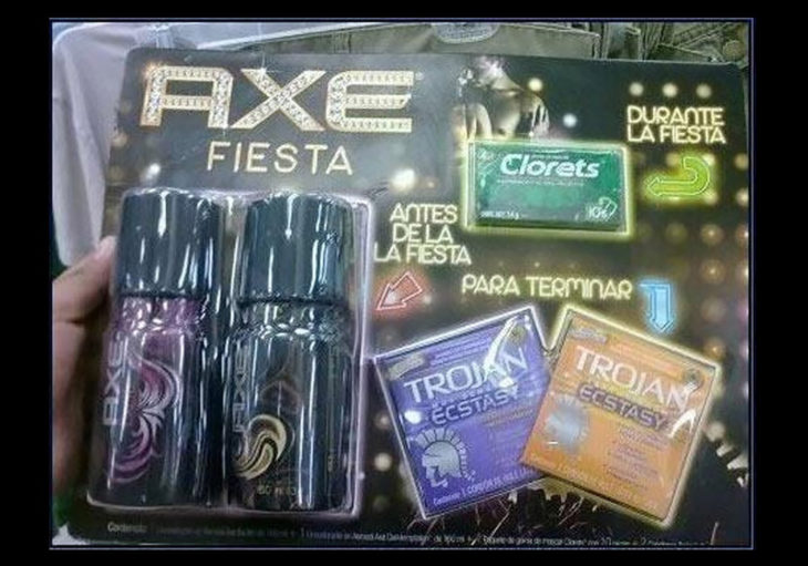 paquete de fiesta de axe, chicles y condones